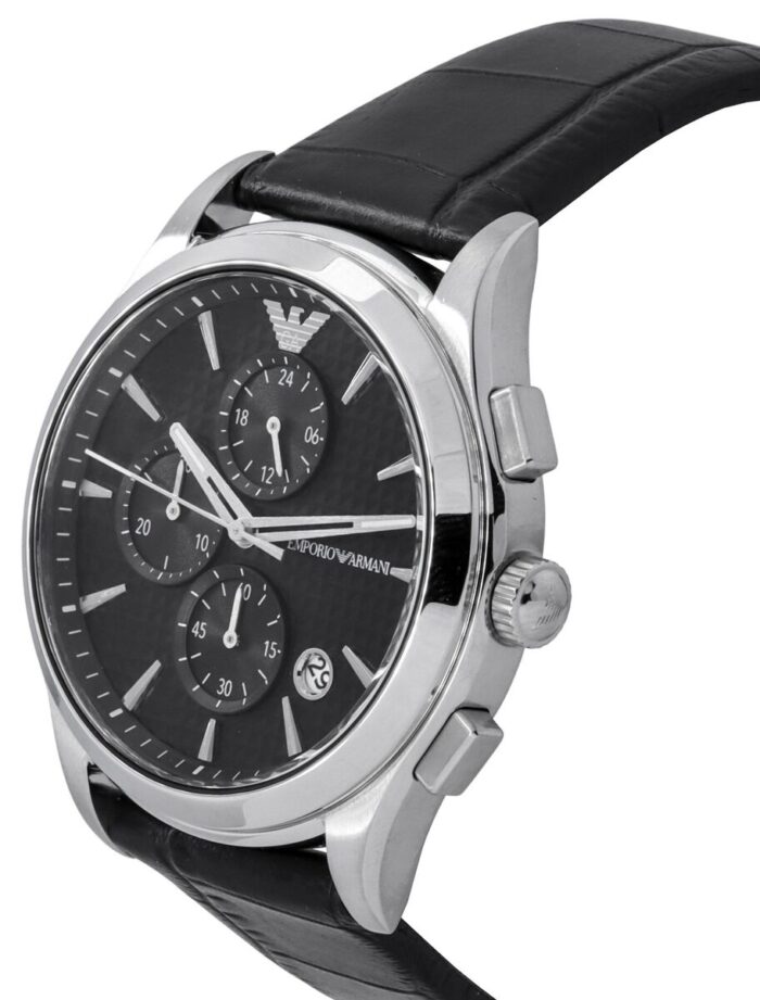 Emporio Armani Paolo Chronograph Black Dial Black Leather Strap Watch For Men - AR11530 - Image 2